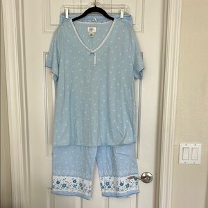 Classic Elements Blue Floral 2-Piece Pajama Set Sz 14/16